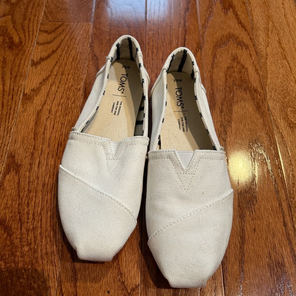 Toms Off-White Canvas Slip-Ons